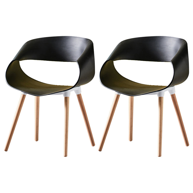 Scandinavian Armless Dining Chairs Eames Side Dining Chairs with Wood Legs