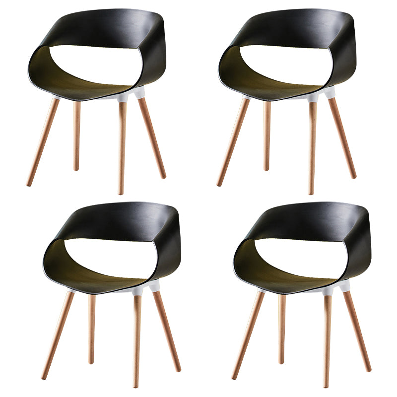Scandinavian Armless Dining Chairs Eames Side Dining Chairs with Wood Legs