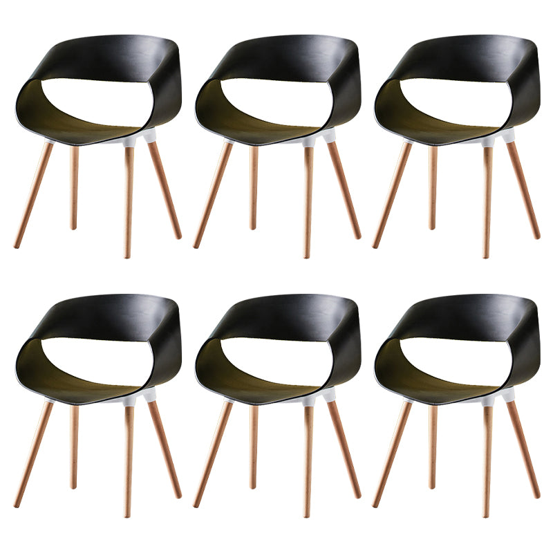 Scandinavian Armless Dining Chairs Eames Side Dining Chairs with Wood Legs