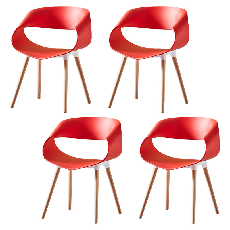 Scandinavian Armless Dining Chairs Eames Side Dining Chairs with Wood Legs