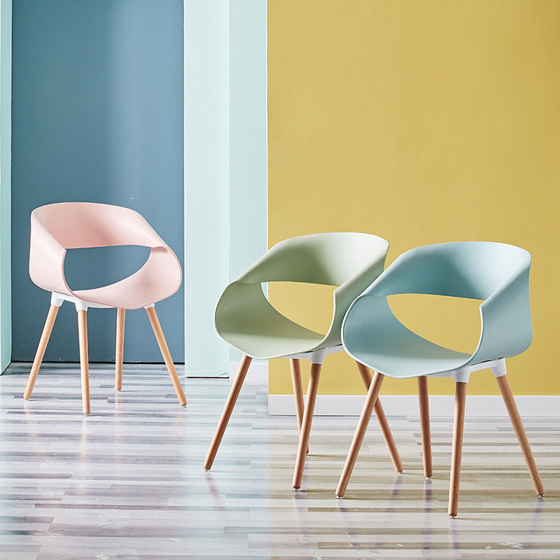 Scandinavian Armless Dining Chairs Eames Side Dining Chairs with Wood Legs