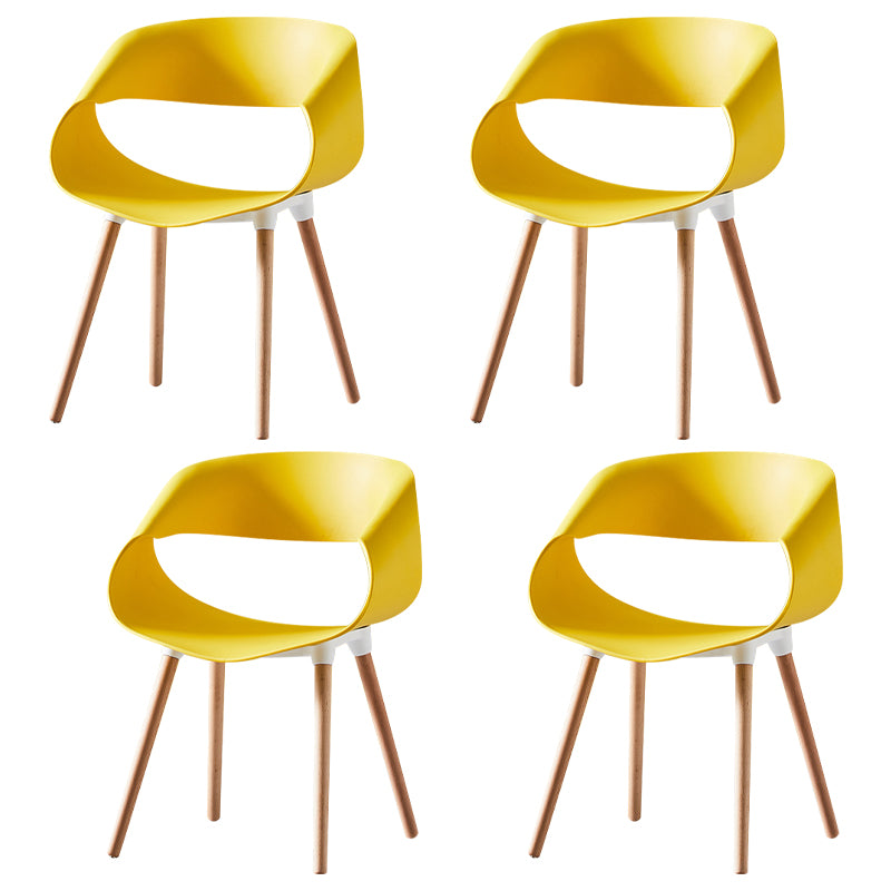 Scandinavian Armless Dining Chairs Eames Side Dining Chairs with Wood Legs