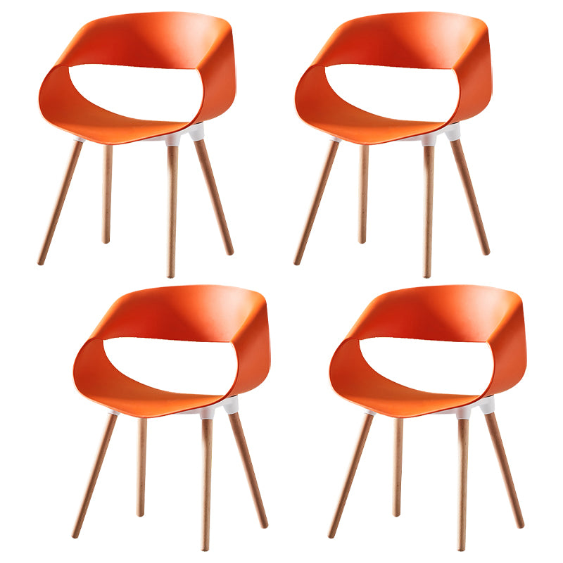 Scandinavian Armless Dining Chairs Eames Side Dining Chairs with Wood Legs