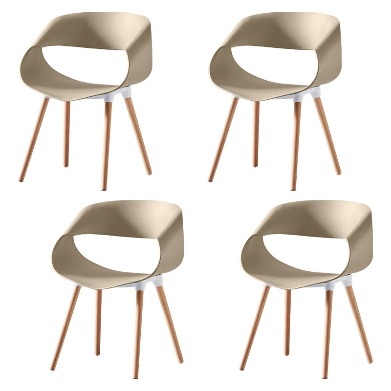Scandinavian Armless Dining Chairs Eames Side Dining Chairs with Wood Legs