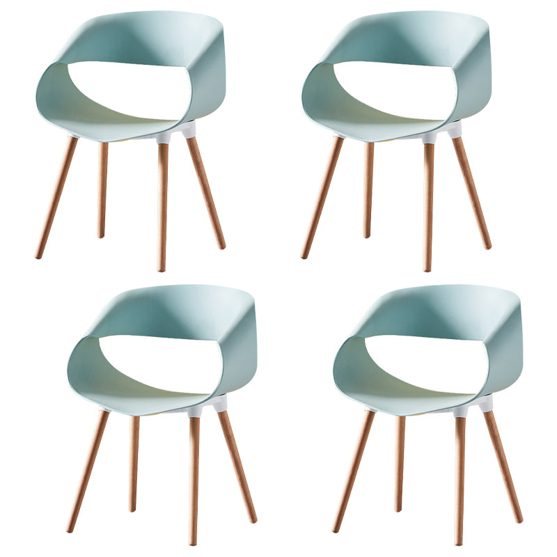 Scandinavian Armless Dining Chairs Eames Side Dining Chairs with Wood Legs