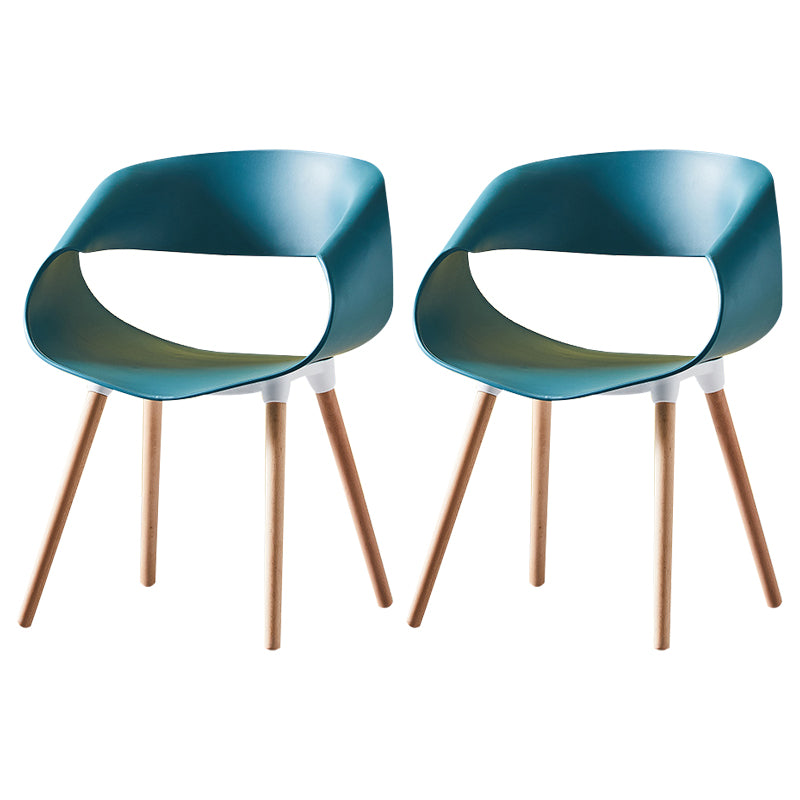 Scandinavian Armless Dining Chairs Eames Side Dining Chairs with Wood Legs
