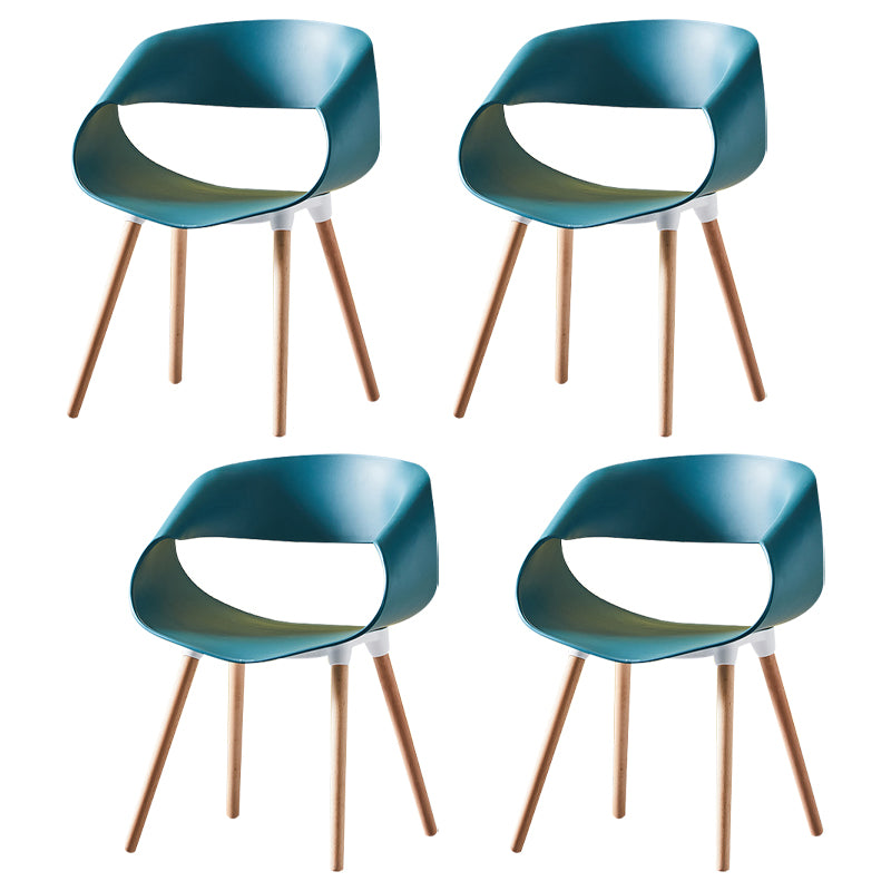 Scandinavian Armless Dining Chairs Eames Side Dining Chairs with Wood Legs
