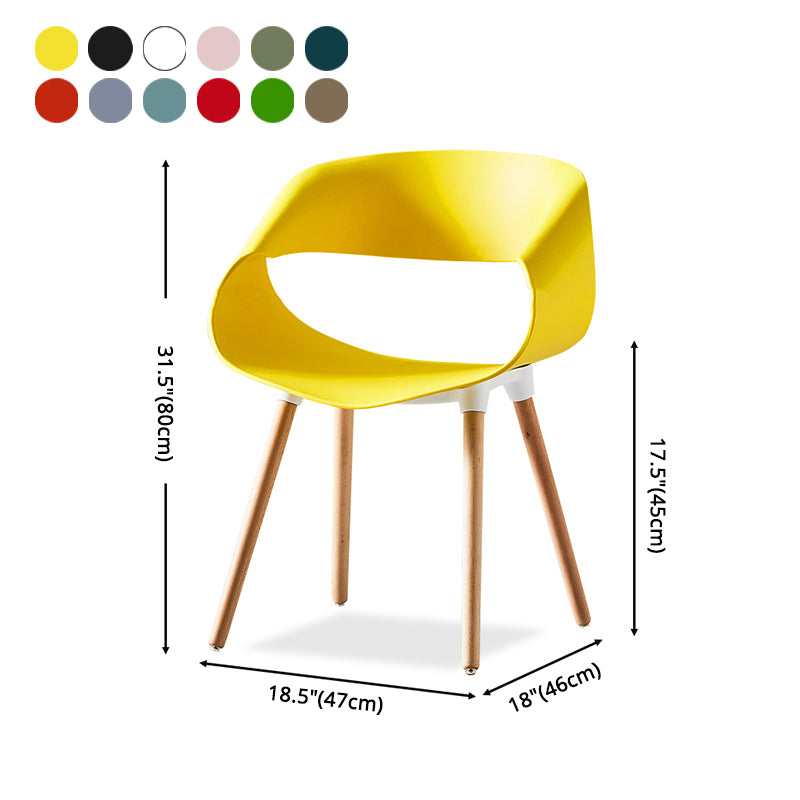 Scandinavian Armless Dining Chairs Eames Side Dining Chairs with Wood Legs