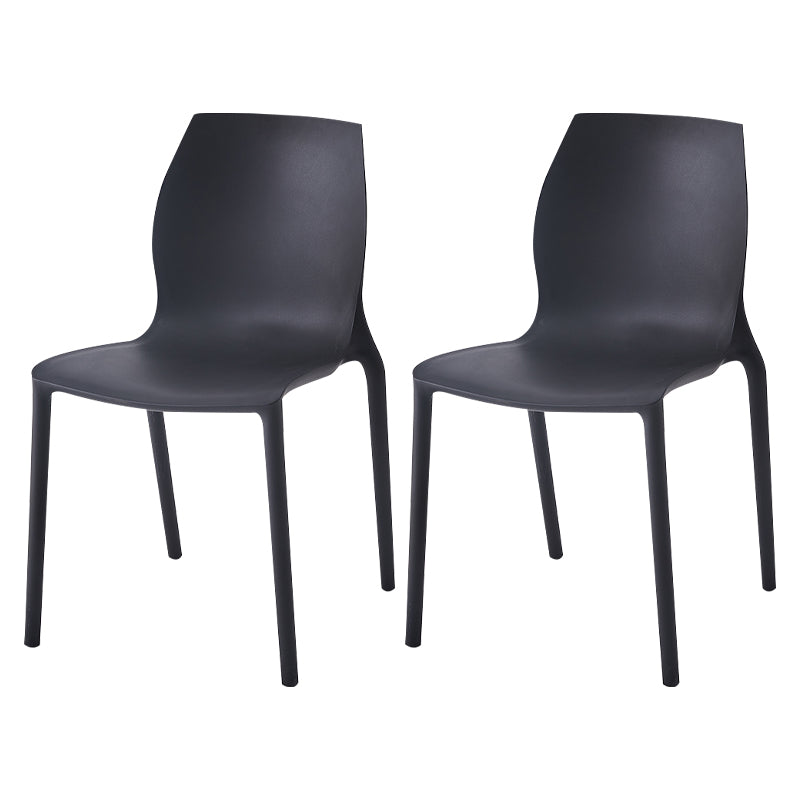 Silla lateral de comedor de plástico apilable, sillas de comedor sin brazos con respaldo sólido escandinavo