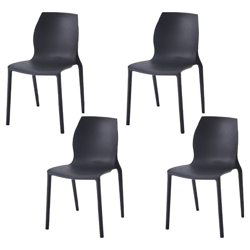 Silla lateral de comedor de plástico apilable, sillas de comedor sin brazos con respaldo sólido escandinavo