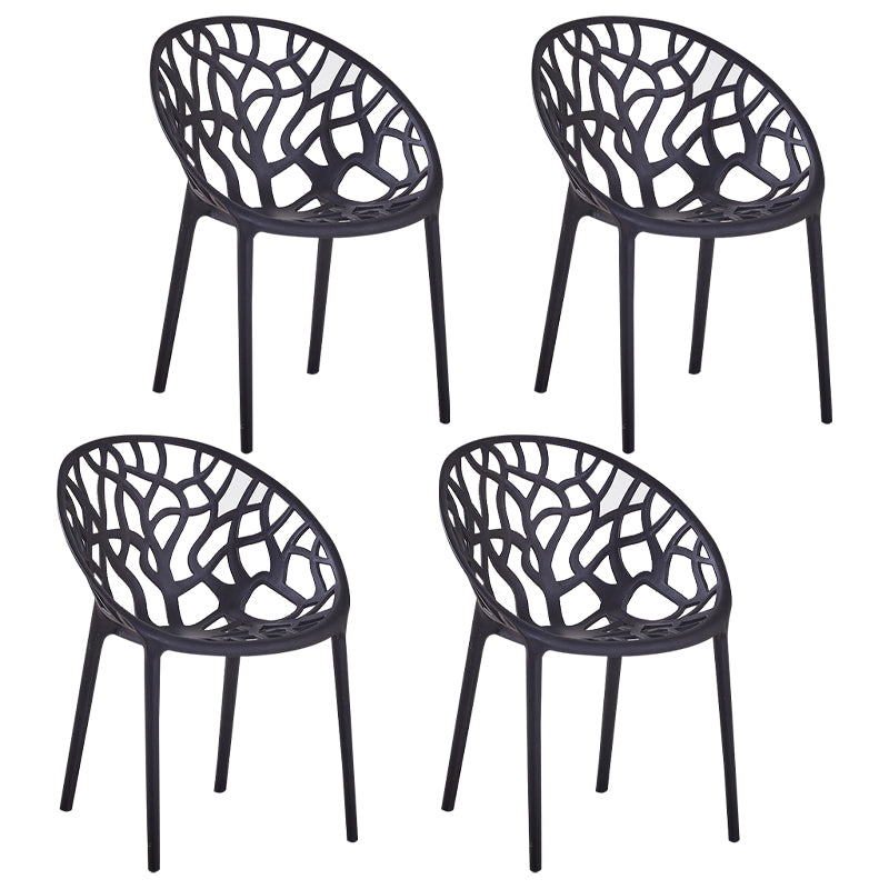 Sillas de comedor escandinavas sin brazos, sillas auxiliares de comedor apilables de plástico (juego de 4)
