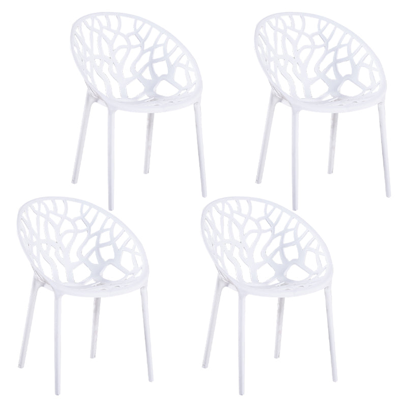 Sillas de comedor escandinavas sin brazos, sillas auxiliares de comedor apilables de plástico (juego de 4)