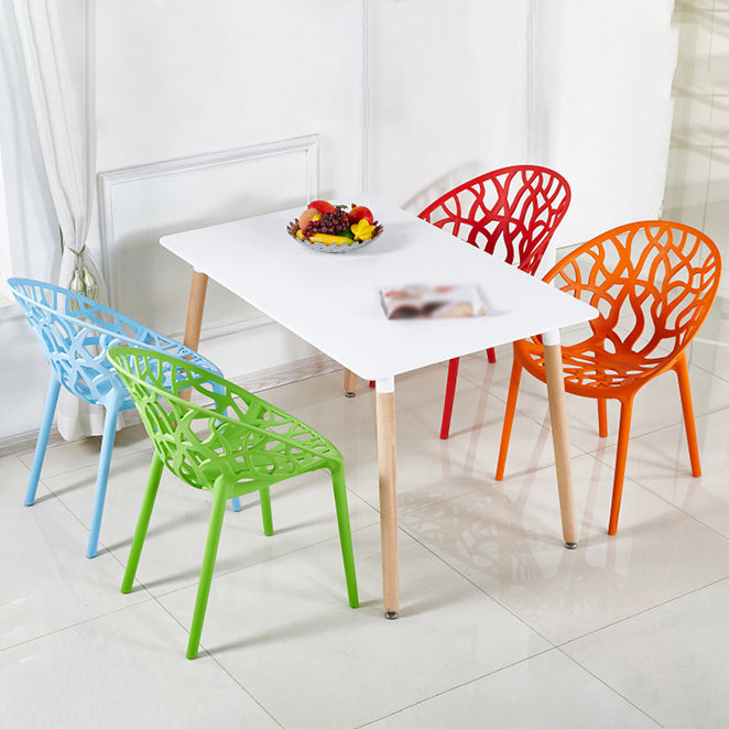 Sillas de comedor escandinavas sin brazos, sillas auxiliares de comedor apilables de plástico (juego de 4)