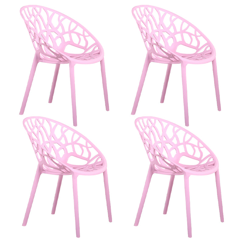 Sillas de comedor escandinavas sin brazos, sillas auxiliares de comedor apilables de plástico (juego de 4)