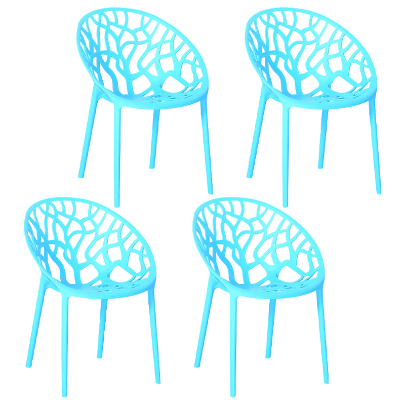 Sillas de comedor escandinavas sin brazos, sillas auxiliares de comedor apilables de plástico (juego de 4)
