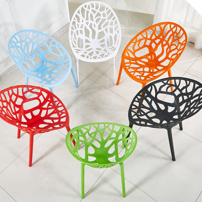 Sillas de comedor escandinavas sin brazos, sillas auxiliares de comedor apilables de plástico (juego de 4)