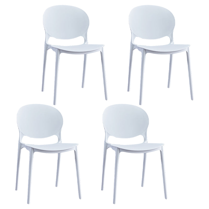 Chaises de salle à manger sans accoudoirs à dossier ouvert Chaises d'appoint empilables en plastique (Ensemble de 4)
