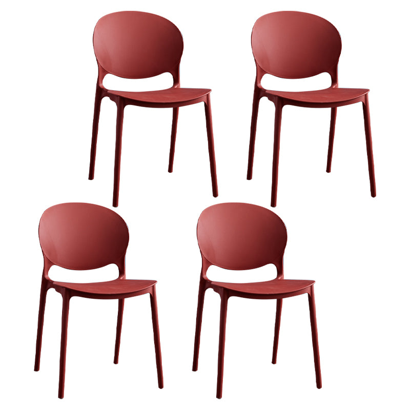 Chaises de salle à manger sans accoudoirs à dossier ouvert Chaises d'appoint empilables en plastique (Ensemble de 4)