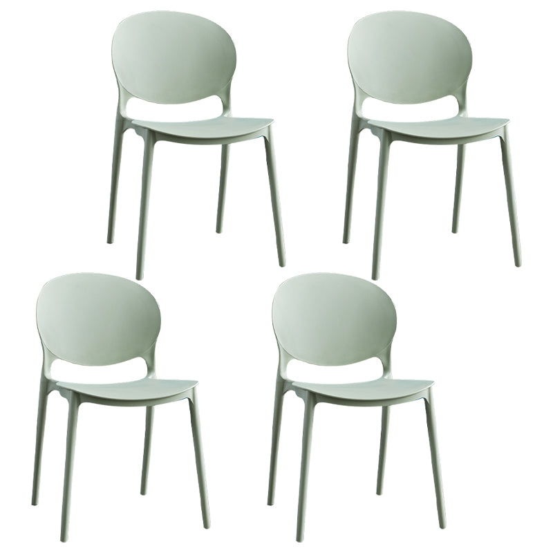 Chaises de salle à manger sans accoudoirs à dossier ouvert Chaises d'appoint empilables en plastique (Ensemble de 4)