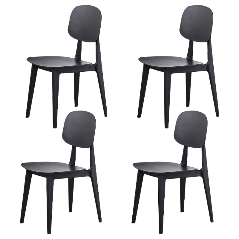 Open rug Armloze eetkamerstoelen Scandinavische plastic eetkamerstoel (set van 4)