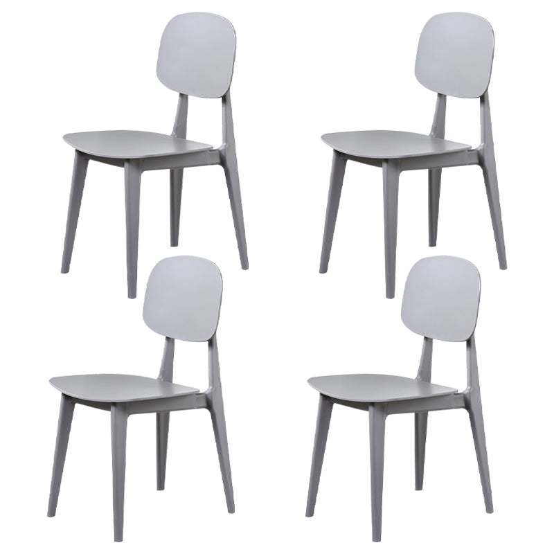 Open rug Armloze eetkamerstoelen Scandinavische plastic eetkamerstoel (set van 4)