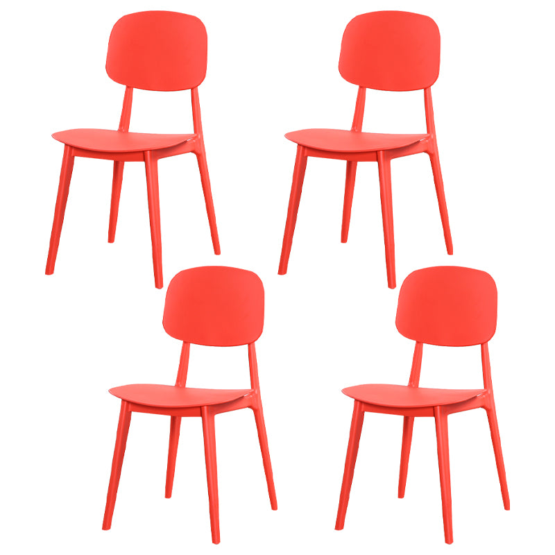 Open rug Armloze eetkamerstoelen Scandinavische plastic eetkamerstoel (set van 4)