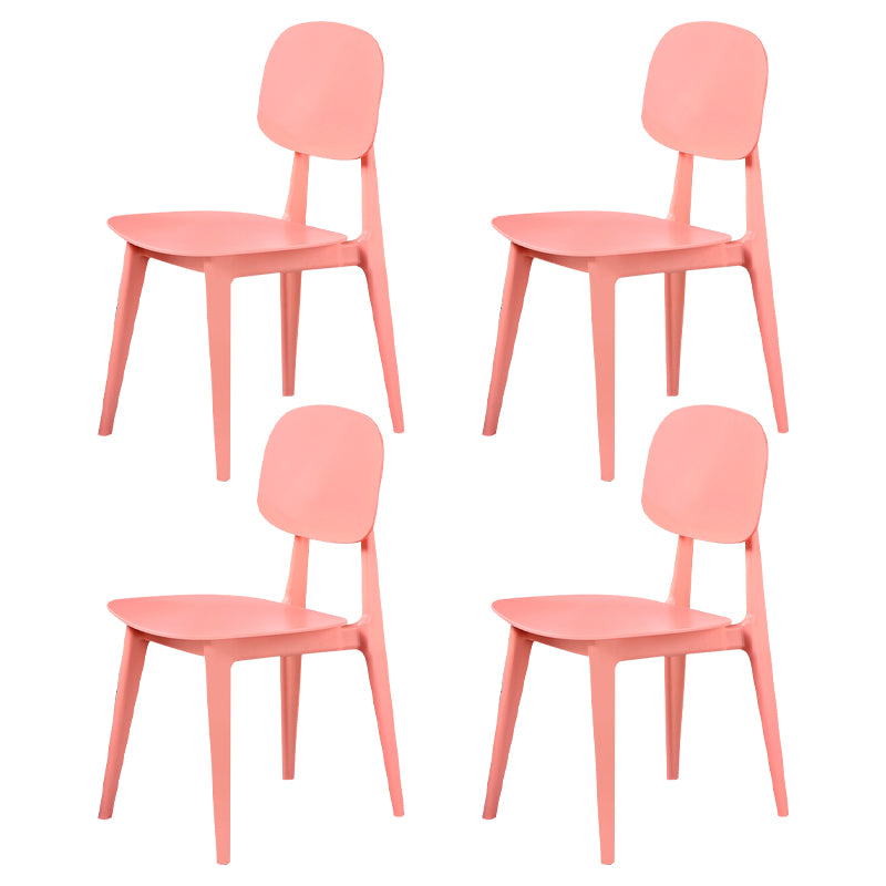 Open rug Armloze eetkamerstoelen Scandinavische plastic eetkamerstoel (set van 4)