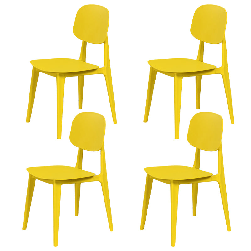 Open rug Armloze eetkamerstoelen Scandinavische plastic eetkamerstoel (set van 4)