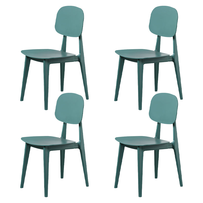 Open rug Armloze eetkamerstoelen Scandinavische plastic eetkamerstoel (set van 4)