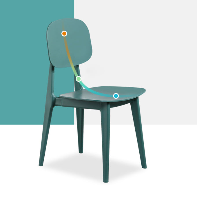 Open rug Armloze eetkamerstoelen Scandinavische plastic eetkamerstoel (set van 4)