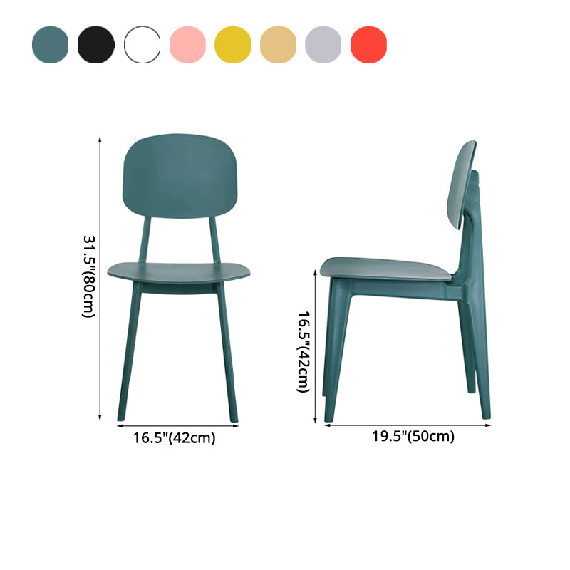 Open rug Armloze eetkamerstoelen Scandinavische plastic eetkamerstoel (set van 4)
