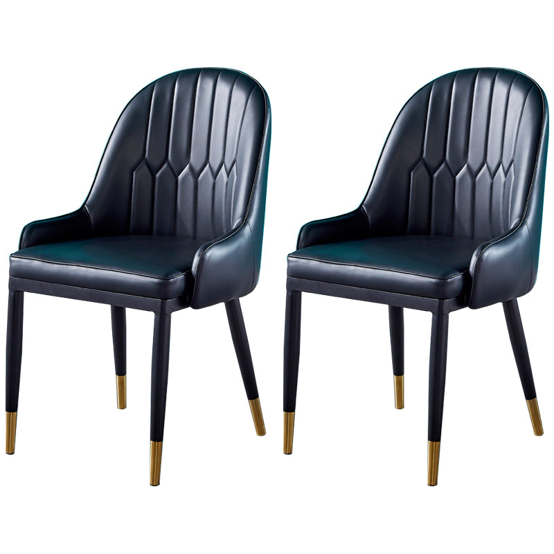 Sillas de comedor de metal Glam, sillones tapizados de piel sintética de tela