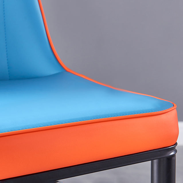 Sillas de comedor de metal Glam, sillones tapizados de piel sintética de tela