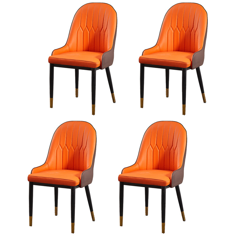 Sillas de comedor de metal Glam, sillones tapizados de piel sintética de tela
