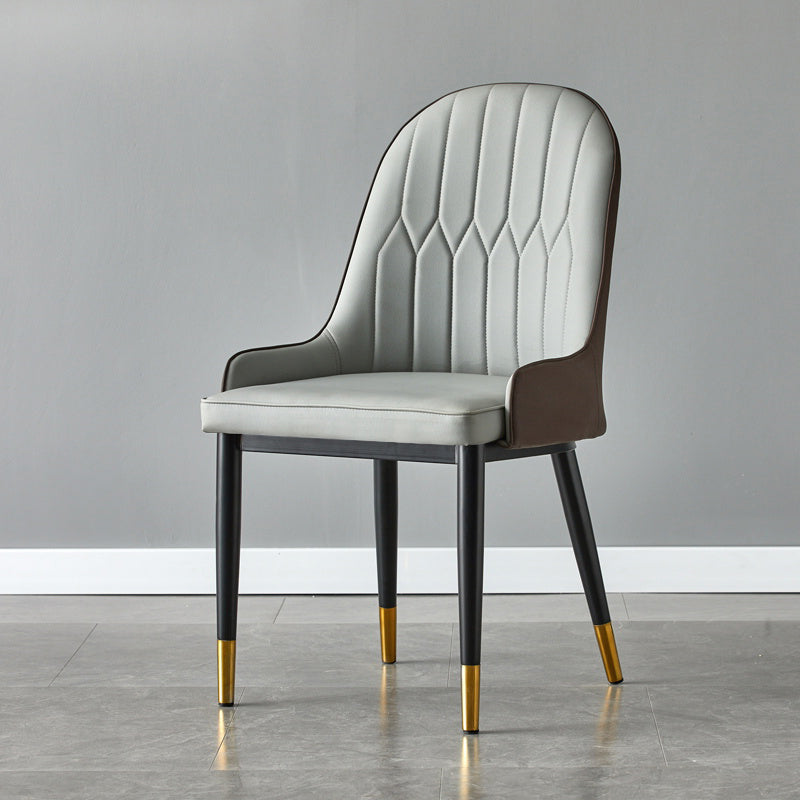 Sillas de comedor de metal Glam, sillones tapizados de piel sintética de tela