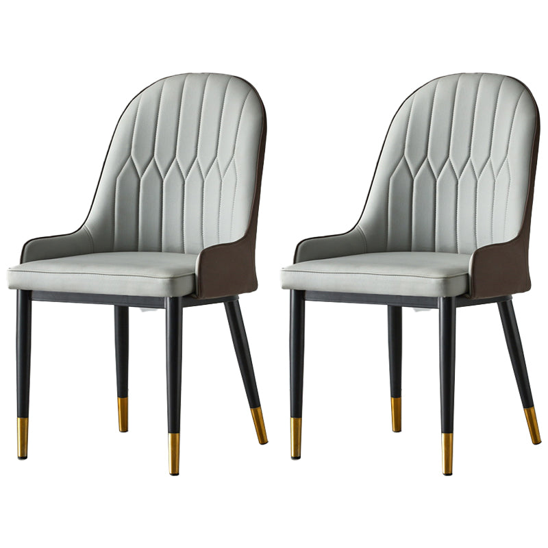 Sillas de comedor de metal Glam, sillones tapizados de piel sintética de tela