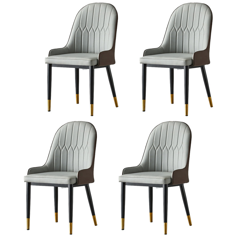 Sillas de comedor de metal Glam, sillones tapizados de piel sintética de tela