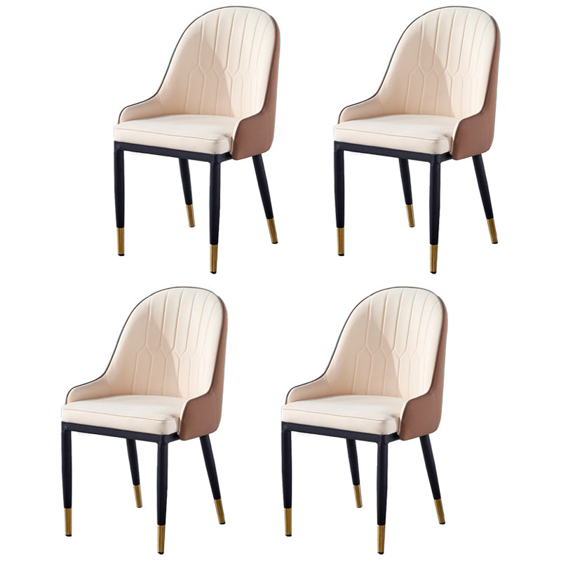 Sillas de comedor de metal Glam, sillones tapizados de piel sintética de tela
