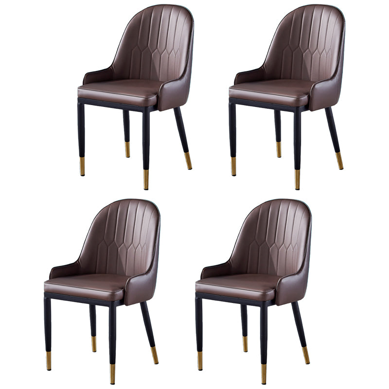 Sillas de comedor de metal Glam, sillones tapizados de piel sintética de tela