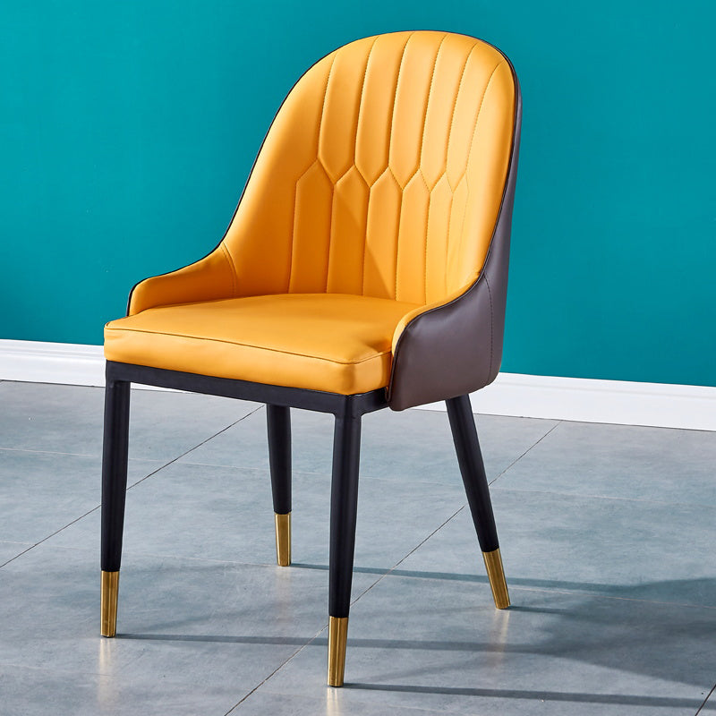 Sillas de comedor de metal Glam, sillones tapizados de piel sintética de tela