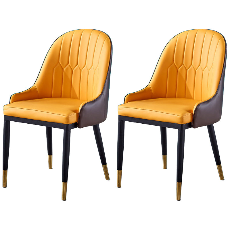 Sillas de comedor de metal Glam, sillones tapizados de piel sintética de tela
