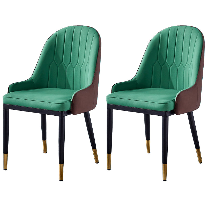 Sillas de comedor de metal Glam, sillones tapizados de piel sintética de tela