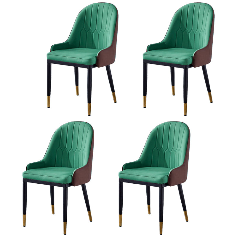 Sillas de comedor de metal Glam, sillones tapizados de piel sintética de tela