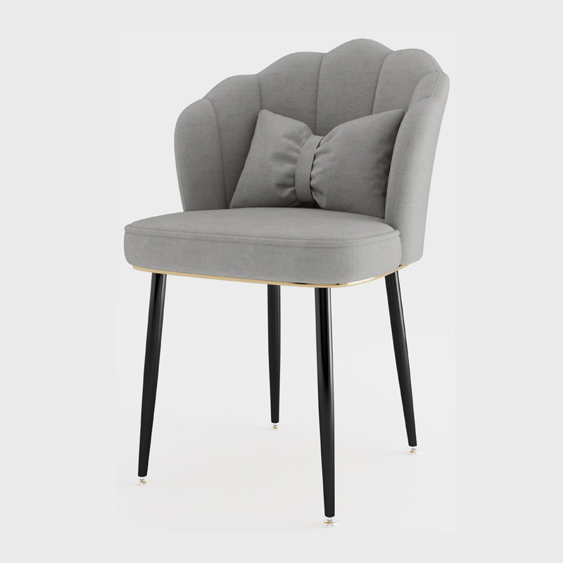 Silla lateral de comedor de estilo escandinavo de metal, silla con respaldo sólido sin brazos para el hogar