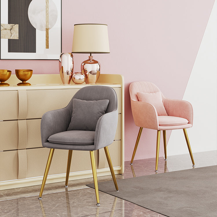 Silla de comedor de metal de estilo escandinavo Silla tapizada dormitorio con brazo