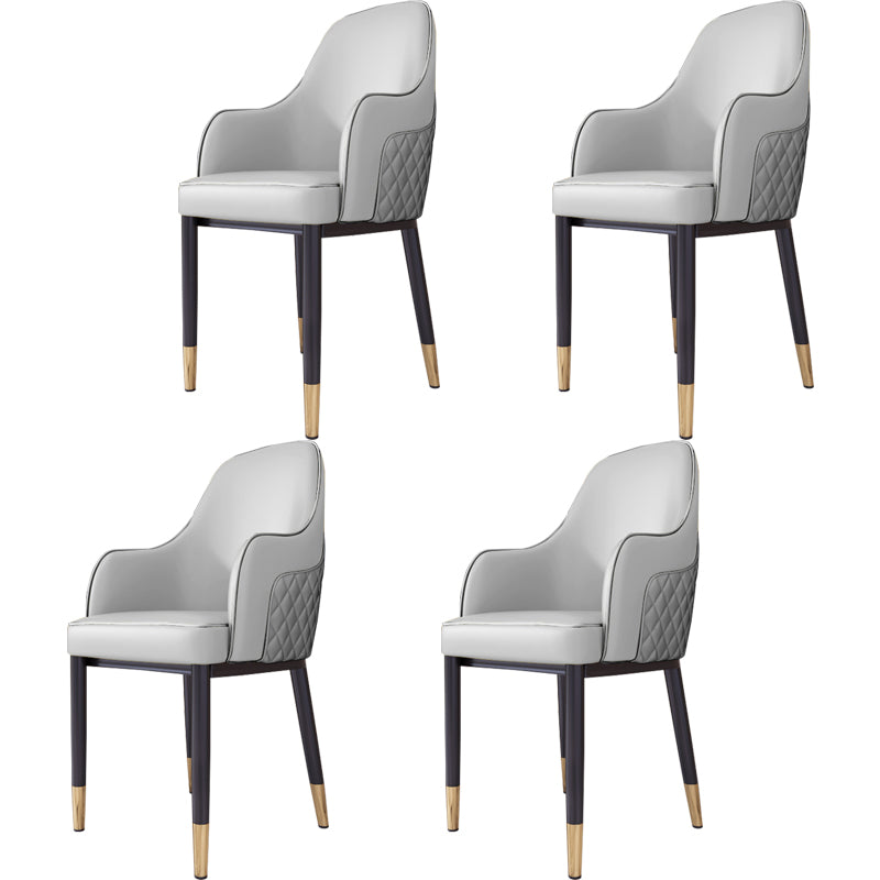 Silla de comedor de estilo escandinavo Silla tapizada de metal para comedor con brazo