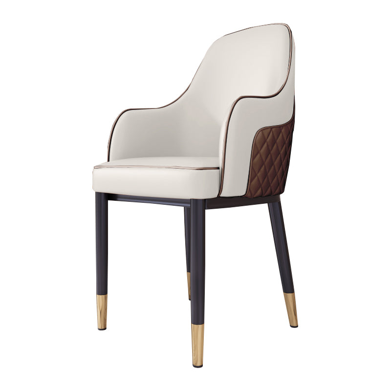 Silla de comedor de estilo escandinavo Silla tapizada de metal para comedor con brazo