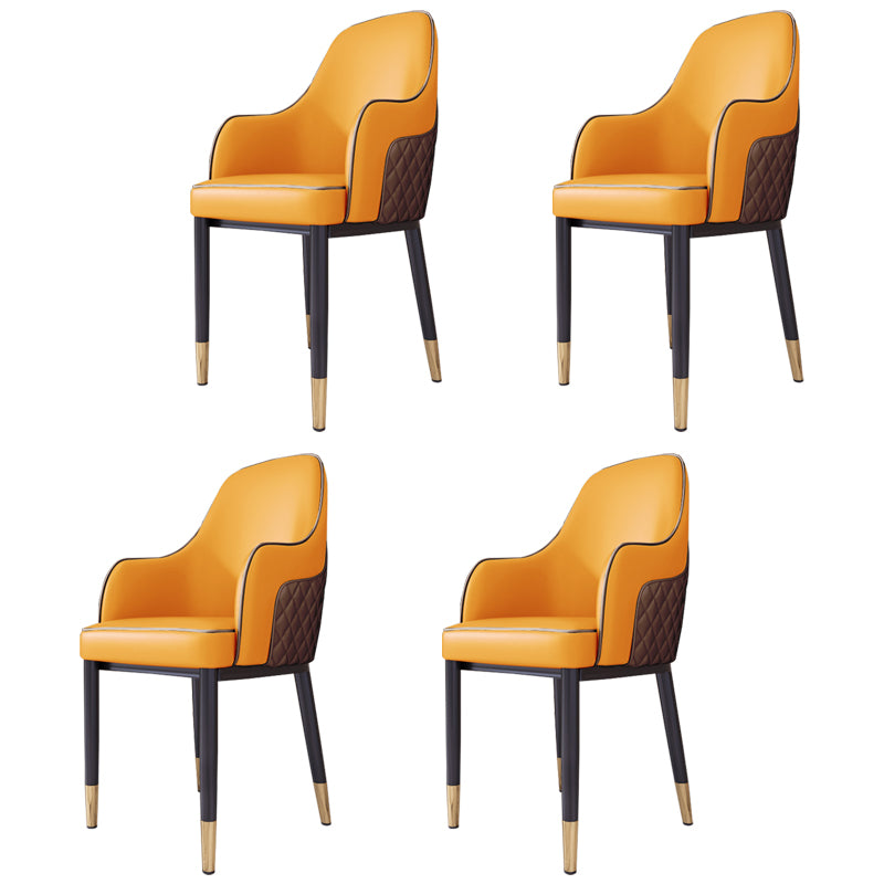 Silla de comedor de estilo escandinavo Silla tapizada de metal para comedor con brazo