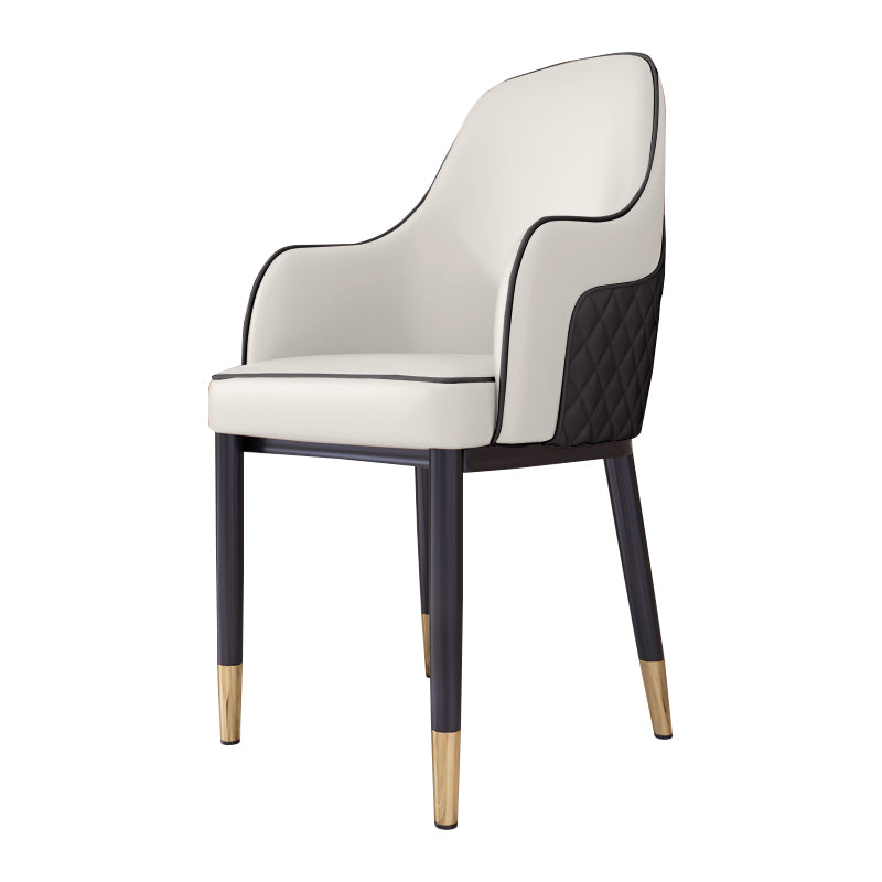 Silla de comedor de estilo escandinavo Silla tapizada de metal para comedor con brazo