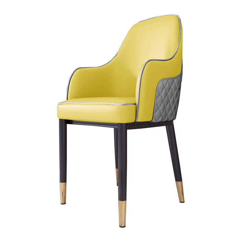 Silla de comedor de estilo escandinavo Silla tapizada de metal para comedor con brazo